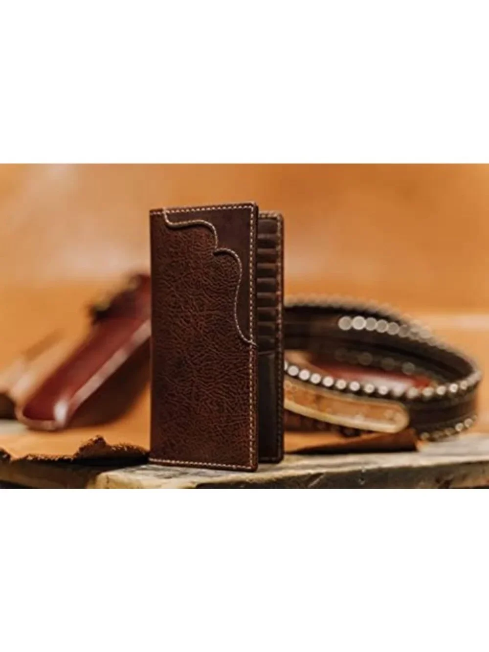 Full Grain Leather Long Bifold Western Wallet for Men, Stylish & Durable Design